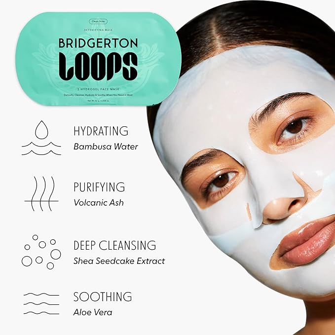 LOOPS Beauty Bridgerton™ NETFLIX In The Garden Set -The Best Hydrogel Face Masks for Every Skin Moment Face Mask - 2 Hydrating Masks - Clean Slate and Double Take - All Skin Types, 2pc