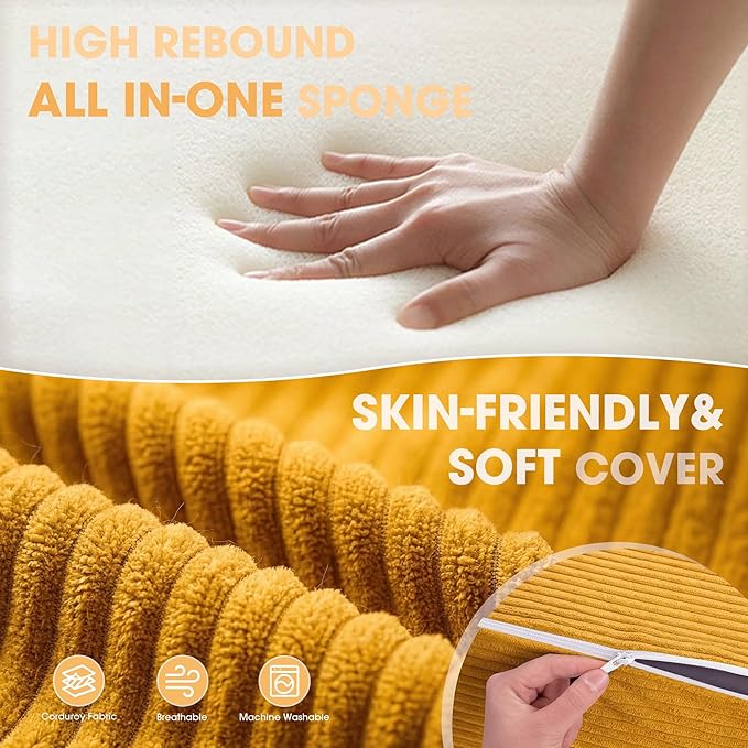 Kasunpul Folding Sofa Bed with Pillow, Memory Foam Fold Out Chair Bed, Convertible Sleeper Chair with Washable Cover, Futon Floor Couch for Living Room/Dorm/Guest Use/Home Office/Apartment,Orange