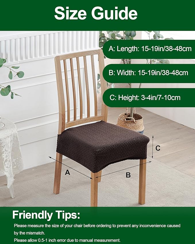 CRFATOP Jacquard Dining Room Chairs Seat Covers Set of 4 with Soft Bench Chair Cover Stretch Kitchen Chair Slipcover Washable Seat Cushion Slipcover Protector for Hotel Ceremony Banquet Wedding,B23