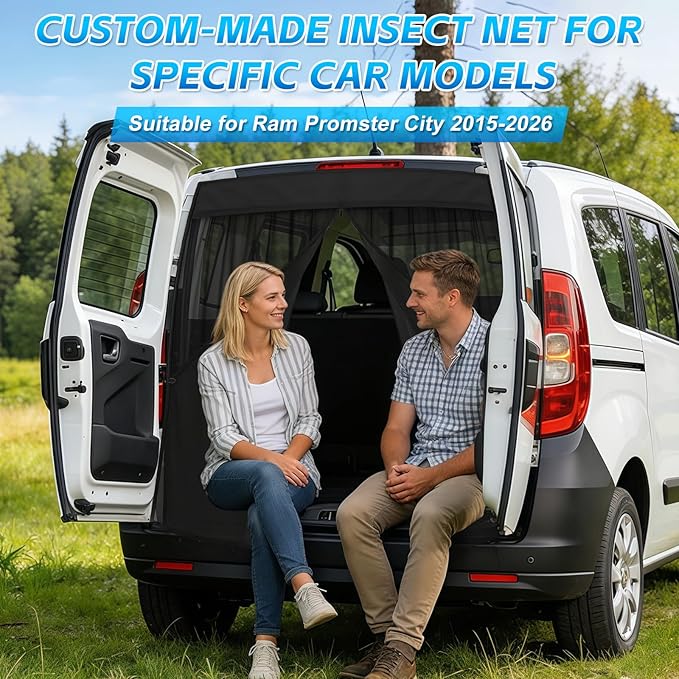 Magnetic Van Screen for Ram Promaster City 2015-2025 - Mosquito Net with Zipper for Back Door - 60" H x 60" W