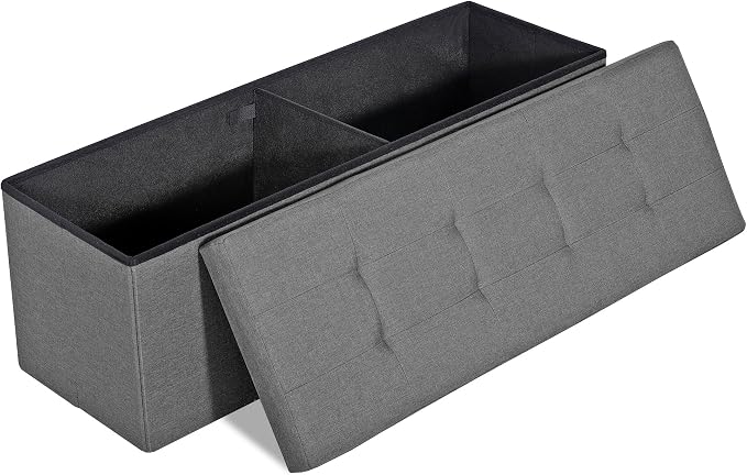 ZENY 43.3 inches Folding Storage Ottoman Bench Storage Chest Footrest with Foam Padded Seat, Great for Bedroom, Entryway and Living Room, Holds up to 660 lb
