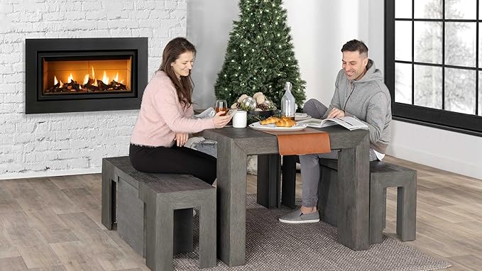 Transformer Table - Solid Wood Extendable Dining Table, Seats 2-12, Expandable Dining Room Table, Space-Saving Furniture, Kitchen and Dining Room Furniture (Dark Grey, Table + 2 Benches)