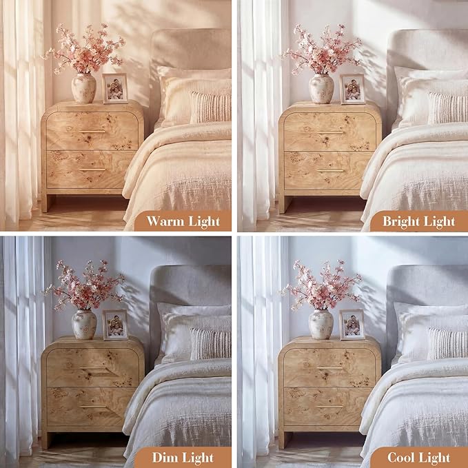 Night Stand [Unique Curved Profile] [FSC-Certified Wooden Board] 2-Drawer Nightstand 24" H Metal Handle Modern Sturdy Bedside Table Side Table End Table