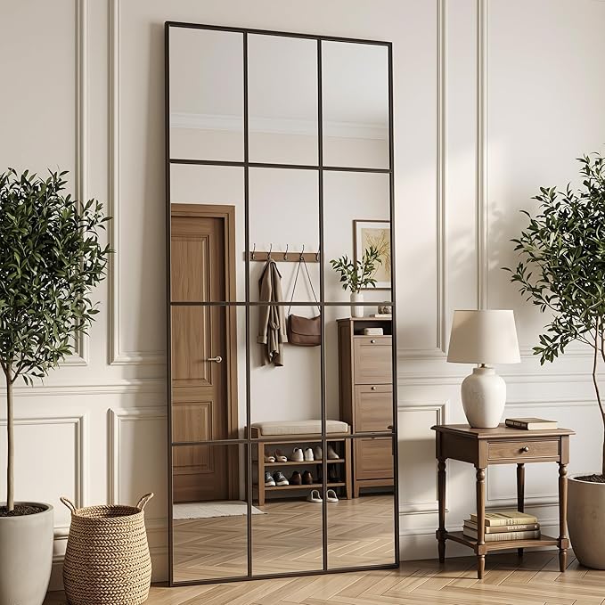 Suidia Wall Mirror, 32" x 72" Window Decorative Mirrors, Metal Framed Wall Decor Wall-Mounted Mirrors for Bedroom, Living Room, Entryway, Bronze