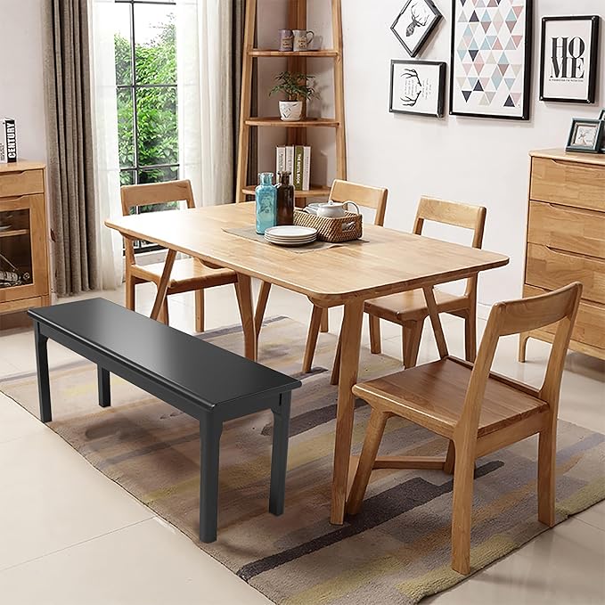 Dining Bench＆Bed End＆Wood＆Entryway Bench Bedroom Seat for Bedroom Living Room Kitchen(Black)