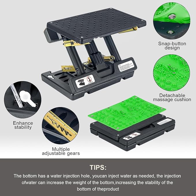 Footrest for Under Desk at Work, Height Adjustable Foot Rest with Reflexology Pad, Foldable Ergonomic Foot Stool for Muscle Tension Relief, Suitable for Office, Home & All-Season Use(Green)