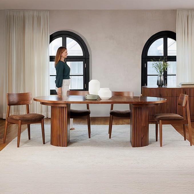 Transformer Table - Solid Wood Extendable Round Dining Table Set, Expandable Dining Table, Elegant and Functional Design, Perfect for Dining Room, Royal Brown (Table + 4 Chairs)