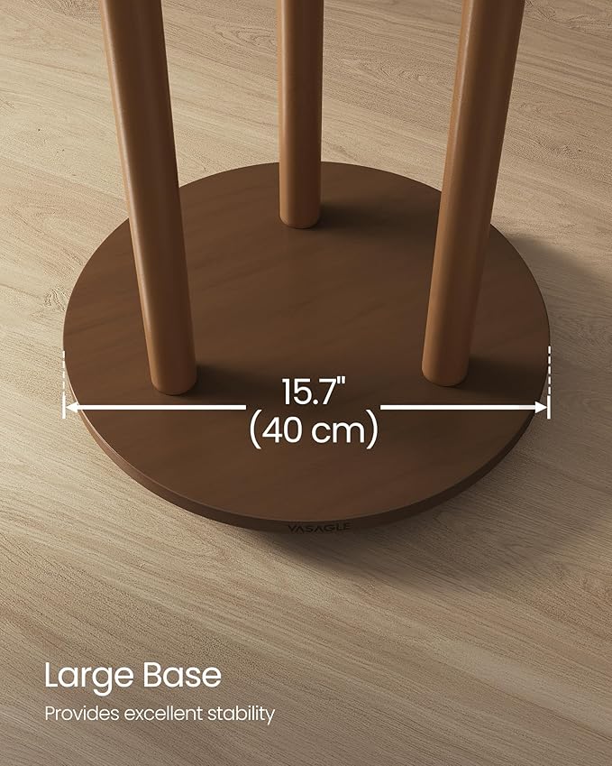 VASAGLE Freestanding Coat Rack Stand, Coat Tree with 11 Hooks, 3 Shelves, 4 Removable 360° Swivel Wheels, Wooden Hooks and Poles, for Entryway, Bedroom, Living Room, Walnut Brown URCR023K01