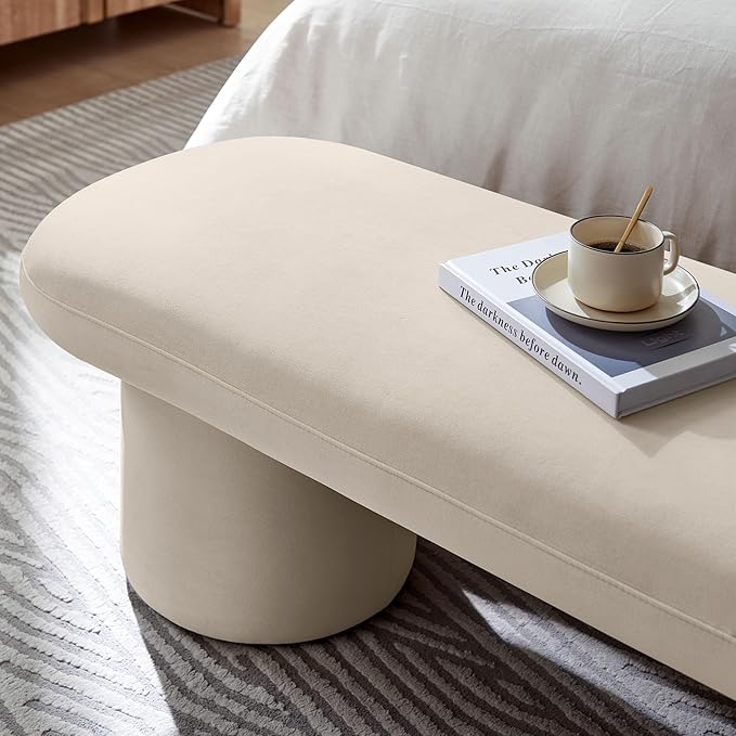Modway Orla Performance Velvet Upholstered Bench in Almond
