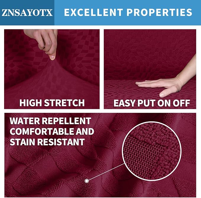 ZNSAYOTX 2026 Rectangle Ottoman Cover (L:35"-45") Super Stretch Soft Footrest Slipcover Form Fit, Universal Folding Foot Stool Covers with Non-Slip Elastic Band, Fashion Jacquard Texture, Wine Red