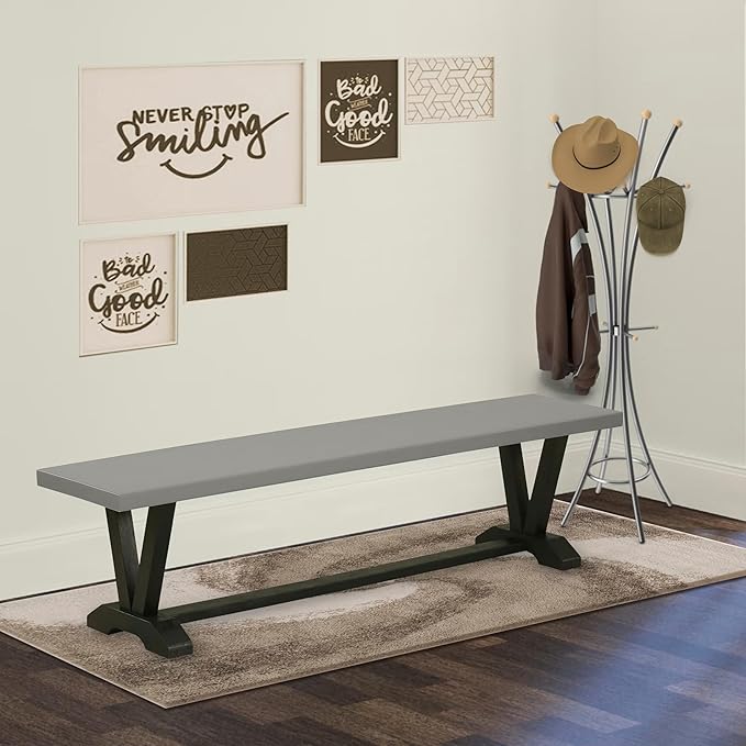 East West Furniture VB697 V-Style Dining Bench with Wood Seat, 72x15x18 Inch, Multi-Color