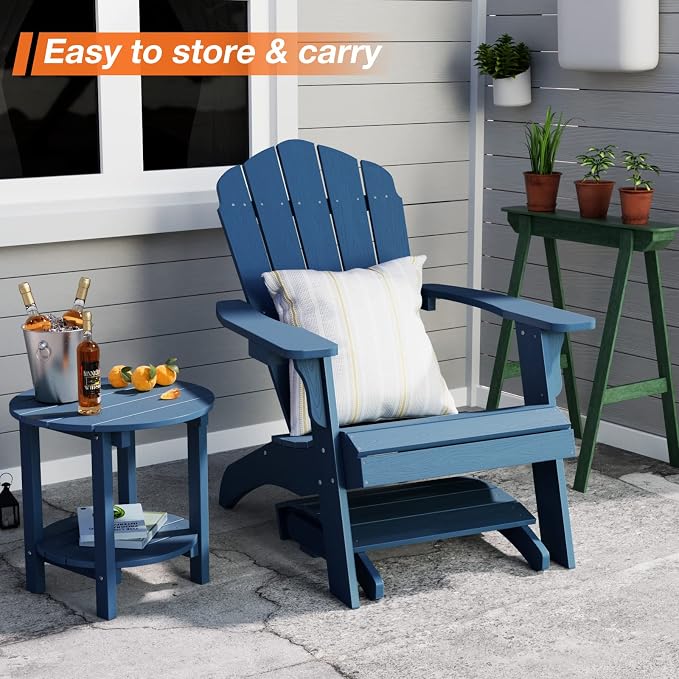 YEFU Adirondack Ottoman Set of 4, Adirondack Foot Rest, Patio Foot Rest, Folding Adirondack Footstool, Weather Resistant for Adirondack Chair, Widely Used for Outdoor, Backyard, Fire Pits-Navy Blue