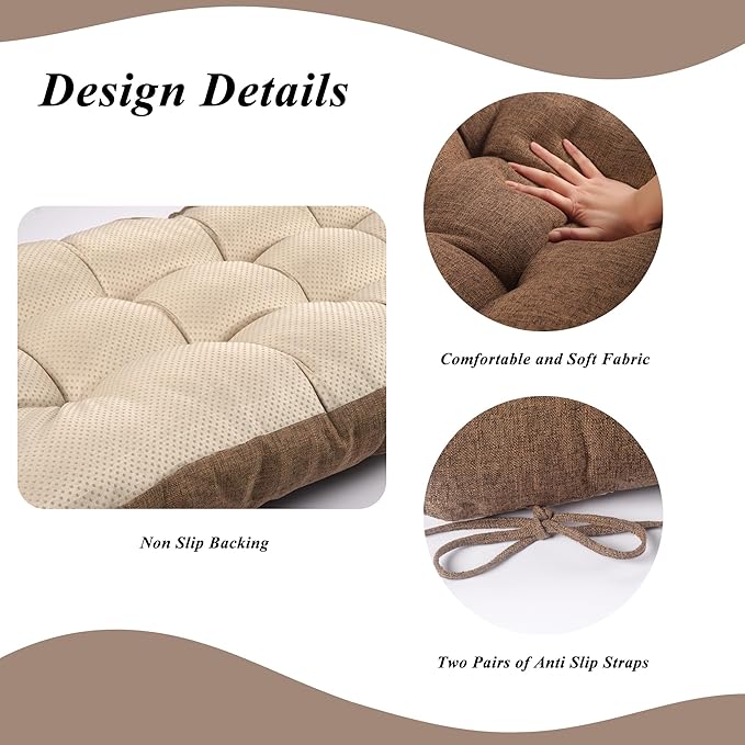 Bench Cushion for Indoor Furniture 48x19 inch Rectangle Bench Seat Cushion for Bay Window Entryway Bench Thick Textured Chair Cushion with Non-Slip Backing 1 Pack, Light Brown