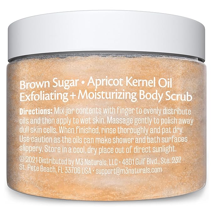 Brown Sugar Scrub Face Foot & Body Exfoliator Infused with Collagen and Stem Cell Exfoliating Salt Body Scrub for Toning Skin Cellulite Skin Care, 12oz by M3