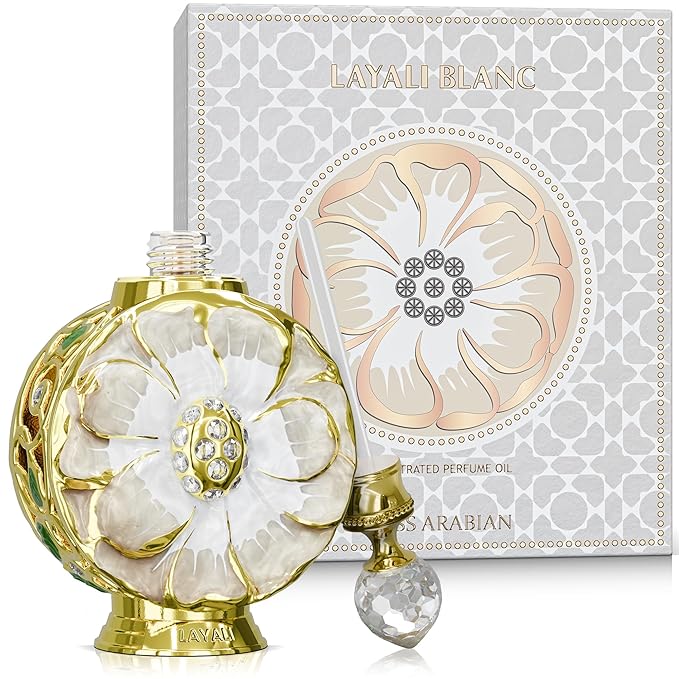 Swiss Arabian Layali Blanc – Arabian Perfume Oil Fragrance with White Rose, Iris and Vanilla – Luxury Products From Dubai – Long Lasting & Addictive Parfum – Arabic Perfume Oil for Women (0.5 oz)