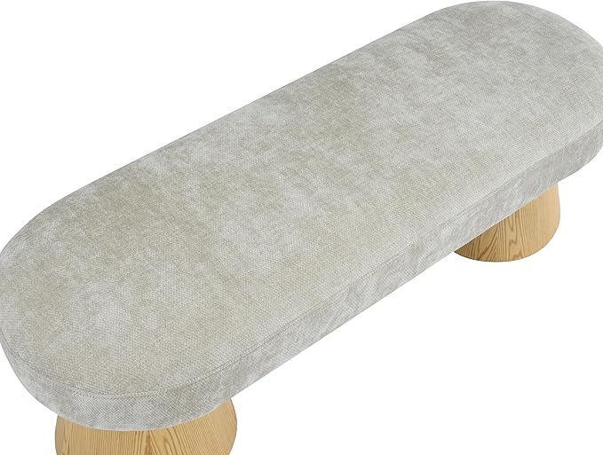 Christopher Knight Home Manila Chenille Upholstered Dining Bench, Modern Ottoman Bench, Wooden Entryway Bench, Comfort Long Spfa Footstool for Living Room Dining Room, No Assembly Needed, Oatmeal