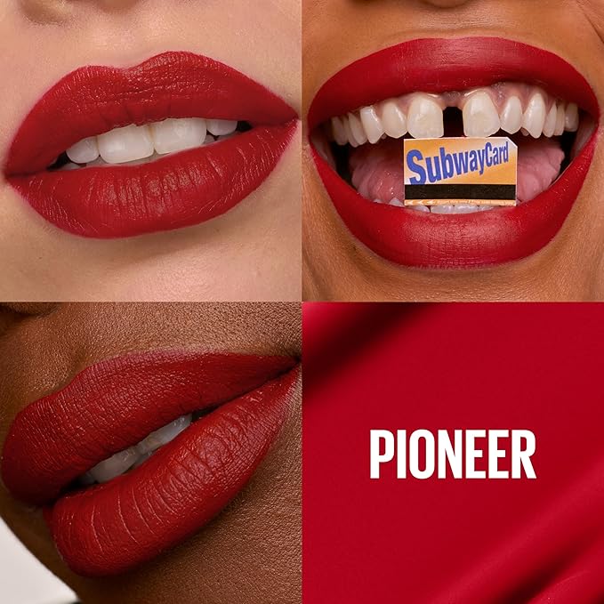 Maybelline Super Stay Matte Ink Liquid Lipstick Makeup, Long Lasting High Impact Color, Up to 16H Wear, Pioneer, Blue Red, 1 Count, Packaging May Vary | Long lasting, High pigmentation