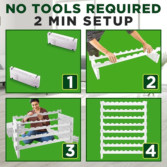 NutriChef 72 Bottle Wine Rack Stackable Bamboo Freestanding, 8-Tier Modular Shelf, Sturdy Wobble Free, Upgraded 2026 Design, Easy No-Tool Assembly for Kitchen, Cellar or Bar 33.5" x 10" x 41" (White)