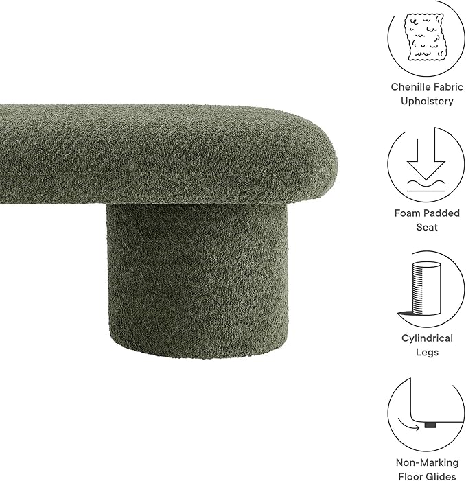 Modway Orla Chenille Upholstered Bench in Sage