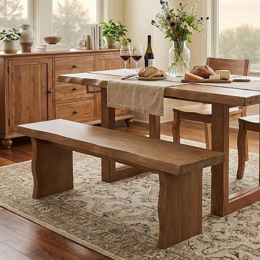 Christopher Knight Home Hartwell 63" Indoor Pine Dining Bench, Solid Wood Bench Seat for Dining Table, Rectangular Dining Seat, Spacious Seating, Long Footstool for Living Room Dining Room, Pine Wood
