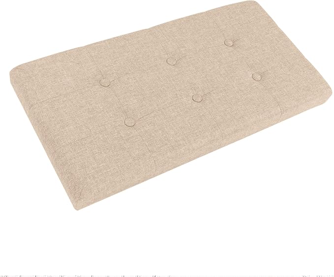 Lavish Home Folding Storage Ottoman - Set of 2 30-Inch Tufted Footrest, Linen Chest, or Bench with Removable Bin for Living Room, Bedroom, or Dorm (Beige)