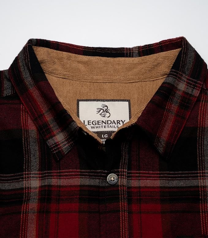 Legendary Whitetails Mens Long Sleeve Button Down 100% Cotton Flannel Shirt