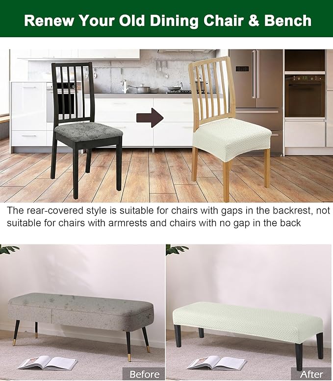 CRFATOP Jacquard Dining Room Chairs Seat Covers Set of 4 with Soft Bench Chair Cover Stretch Kitchen Chair Slipcover Washable Seat Cushion Slipcover Protector for Hotel Ceremony Banquet Wedding,B19