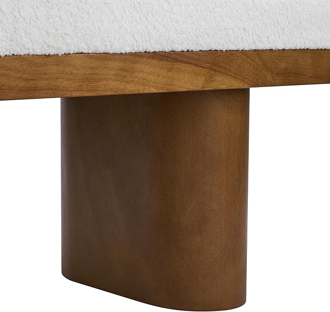 Christopher Knight Home 55" Chenille Upholstered Bench with Solid Rubber Wood Legs, Modern Farmhouse Bedroom Bench, Padded Entryway Bench Seat, Dining Bench for Living Room End of Bed, Beige
