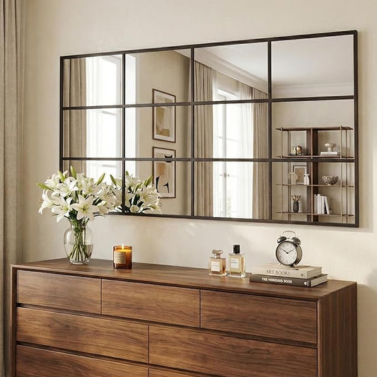 Suidia Wall Mirror, 30" x 60" Window Decorative Mirrors, Metal Framed Wall Decor Wall-Mounted Mirrors for Bedroom, Living Room, Entryway, Bronze