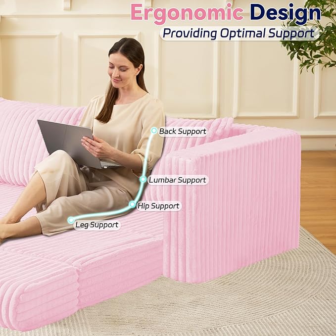 HABUTWAY 78" Loveseat Boneless Couch, 4-in-1 Convertible Sofa Bed, Plush Fur Folding Futon Sofa Bed Couches with 2 Pillows for Living Room, High-Density Foam Support, No Assembly Required, Pink