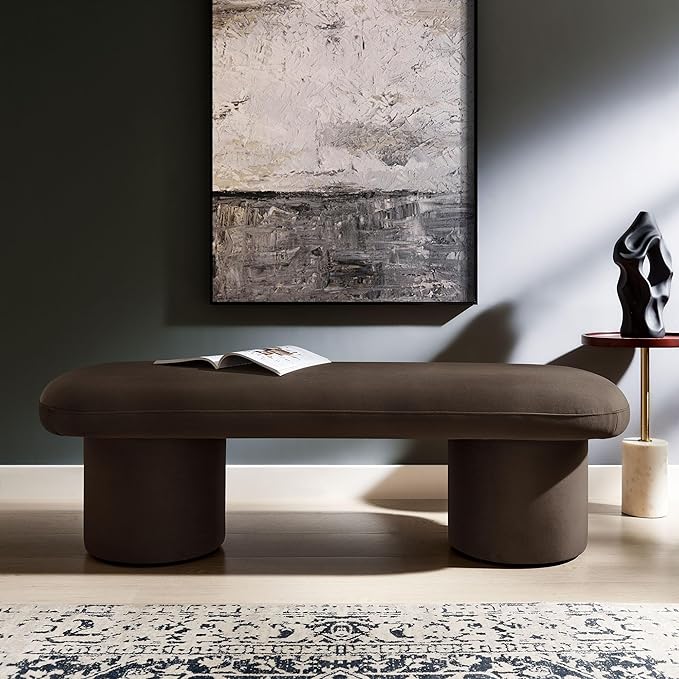 Modway Orla Performance Velvet Upholstered Bench in Chocolate Brown