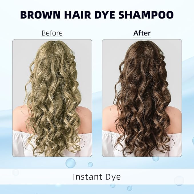 Ivnil Brown Hair Dye Shampoo Gray Hair Coverage Champu Con Tinte Para Canas Hair Color Herbal 3 in 1 Men and Women,Instant Coloring in Minutes (Brown color)