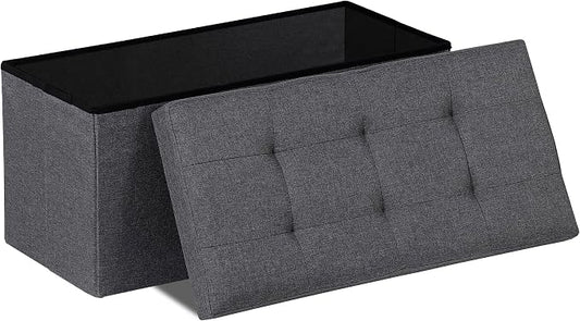 ZENY 30 Inches Folding Storage Ottoman Bench with Hidden Storage, Foot Rest Stool for Living Room, Bedroom, Gray