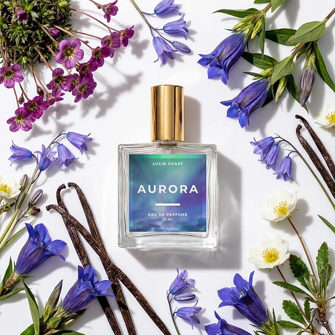 Lucid Coast Aurora Extrait de Parfum - 1.1oz / 30ml - Inspired by Laila The Essence of Norway - Fresh, AIry and Clean Mountain Scent - Notes of Watermelon & Wildflowers - Vegan Perfume Made in the USA
