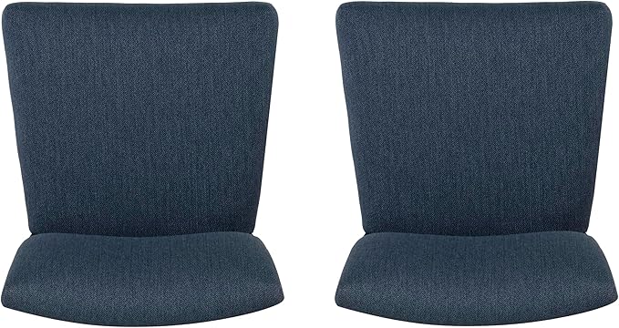 Linon Brasko Dark Espresso Wood with Dark Blue Upholstery 24" Seat Height Counter Stool in a Set of 2