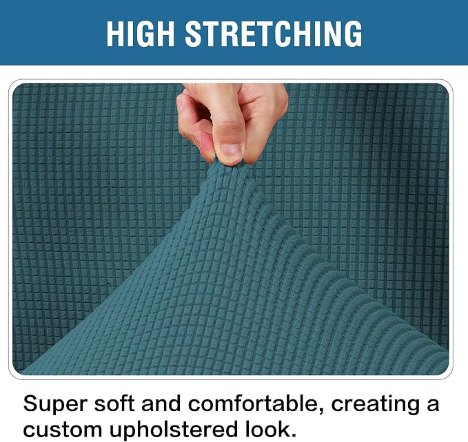 H.VERSAILTEX Ottoman Cover Slipcover Rectangle Fit Length 33'-38' Footrest Sofa Slipcovers Stool Cover Footstool Protector Covers Feature Stretch Thick Jacquard Fabric Removable Washable - Deep Teal