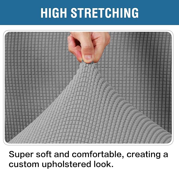 H.VERSAILTEX Ottoman Cover Slipcover Rectangle Fit Length 33"-38" Footrest Sofa Slipcovers Stool Cover Footstool Protector Covers Feature Stretch Thick Soft Jacquard Fabric Removable Washable - Dove