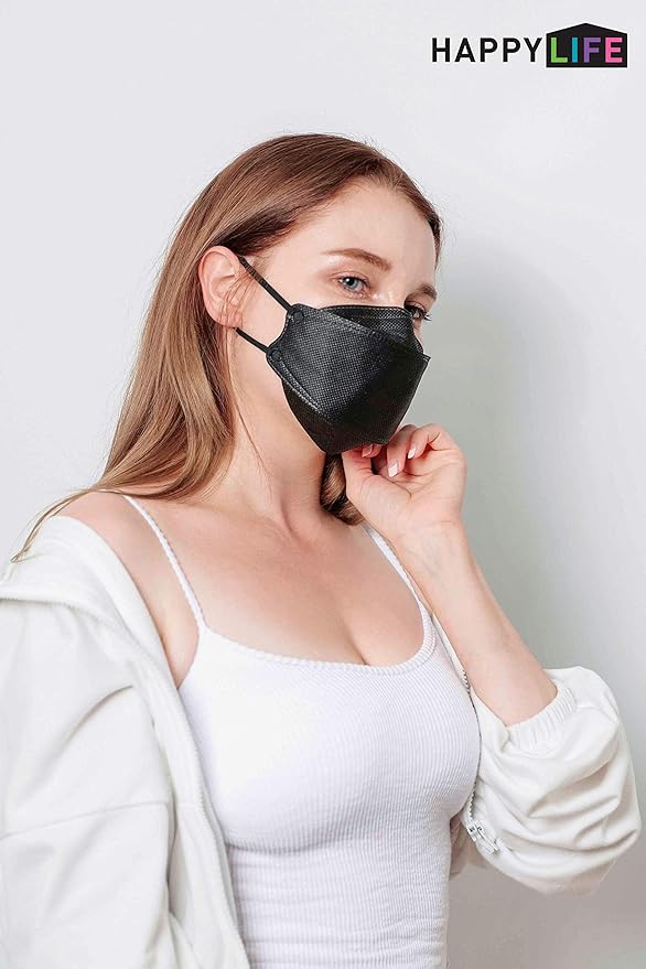 (Pack of 10) Good Day Korea Black Disposable KF-94 Face Mask 4-Layer Filters Breathable Comfortable Protection, Protective Nose Mouth Covering Dust Mask Made in Korea.