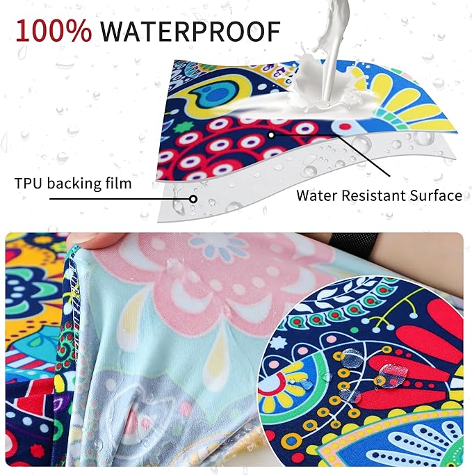 FORCHEER 4 Chair and Bench Covers for Dining Chairs Waterproof Boho Dining Room 4 Piece Kitchen Chair Slipcovers with Bench Seat Cover Set Washable