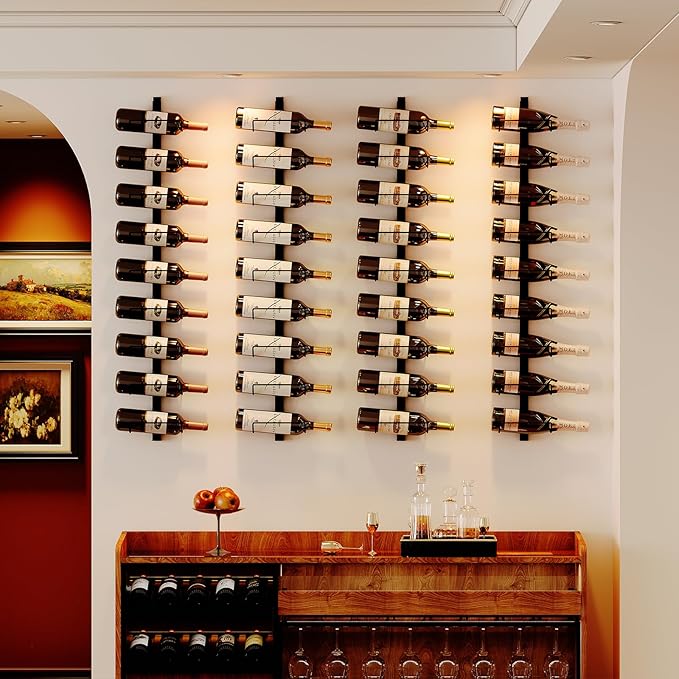 Sonyabecca Wall Wine Rack for 12 Wine Bottles,DIY Detachable Wine Storage Organizer, Wall Mount Wine Bottle Display Holder Used As One or Four, for Kitchen,Pantry,Wine Cellar,Housewarming Gift