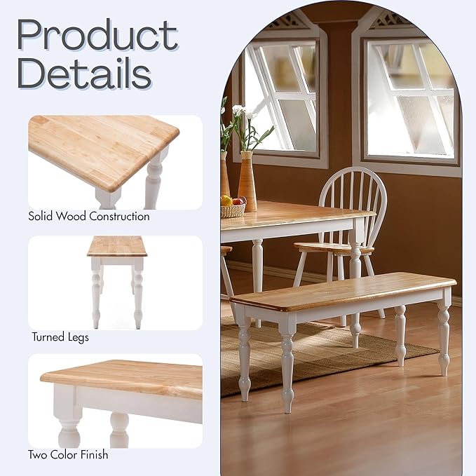 Boraam Windsor Farmhouse Dining Bench - Cream/Natural