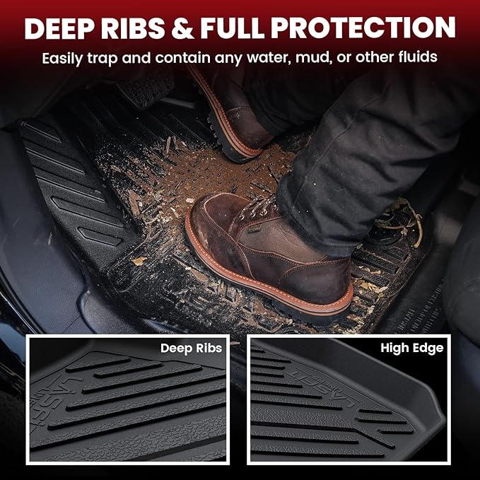 LASFIT Floor Mats for Honda Civic Sedan 2012 2013 2014 2015, All Weather TPE Custom Fit Floor Liner, 1st & 2nd Row, Black