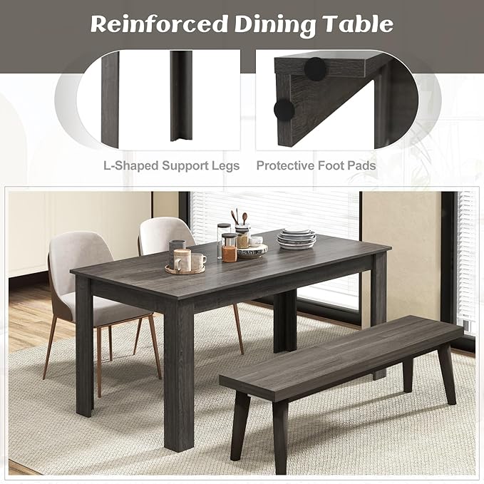 Giantex Dining Table, 63" L x 31.5" W x 30" H Large Farmhouse Center Table with 330LBS Capacity, Kitchen Table for Living Room, Home Office, Dinette, Dinner, Dining Room, Restaurant, Grey