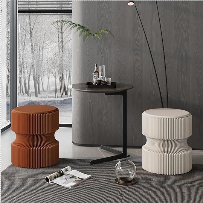 Folding Stool, 660lb Capacity Honeycomb Paper Stool, Eco-Friendly Collapsible Ottoman Side Table, Accordion Design, Portable Sturdy Seat for Home Office Camping Party Mall Booth Gifts (Brown A- Small)