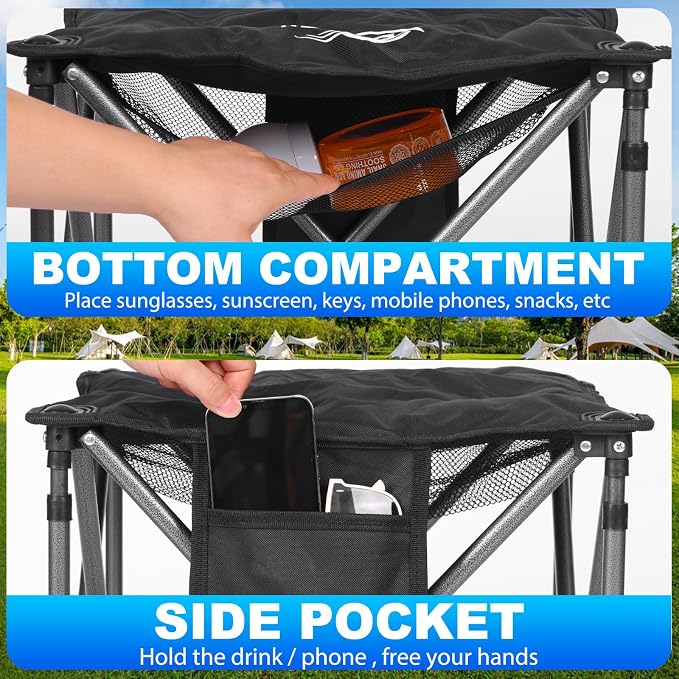 Bolosy Camping Stool Oversized Camping Foot Stool Ottoman Heavy Duty Camp Stool Padded Camping Chair Foot Rest Foldable Footrest