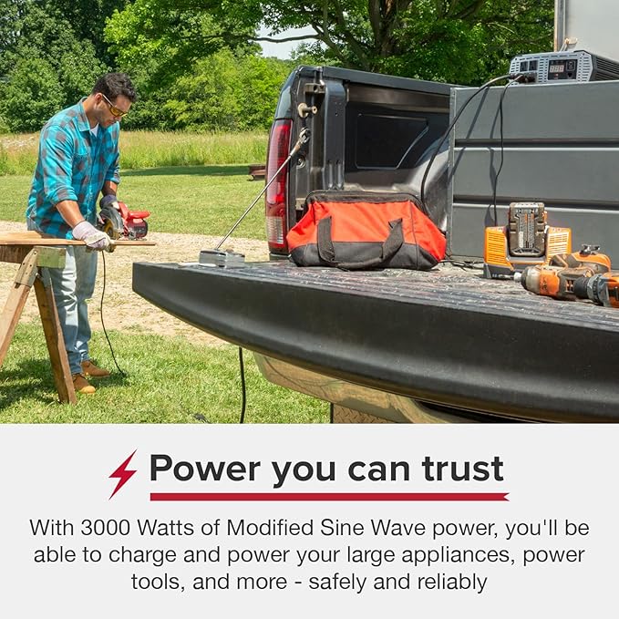 Cobra PRO 3000W Professional Grade Power Inverter, Portable – 3000-Watt Car Charger, 4 Grounded AC Outlets, 2 Fast Charge USB Ports and Remote Controller (CPIALCDG1) Included