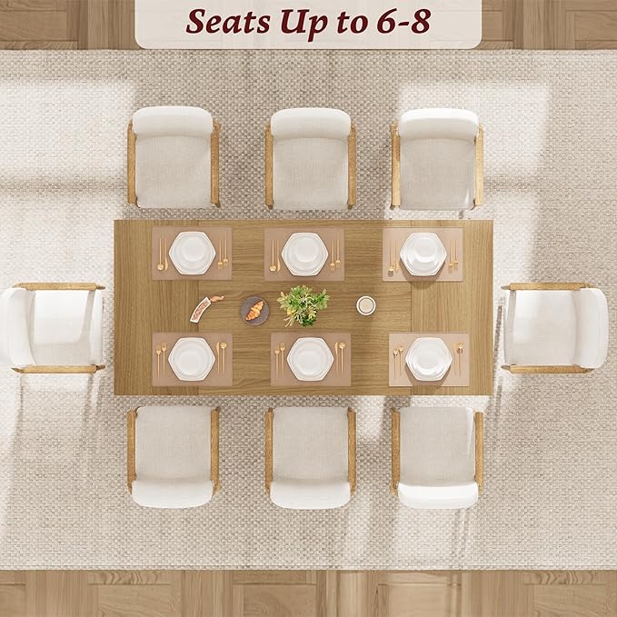 Garvee 71" Large Dining Table for 6 to 8 People, Modern Dinner Table with Unique Wooden Legs, Rectangle Dining Table for Kitchen, Dining Room & Living Room, Oak