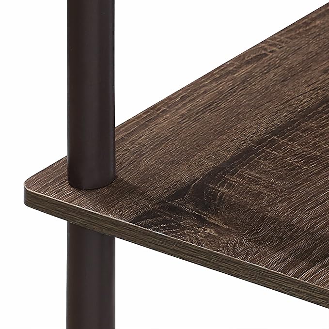 Furinno TURN-N-TUBE Storage Shelves, 3-Tier Book Shelf, Corner Shelf, Toolless Open Shelves, for Organization and Storage, Living Room, Garage, Home Office, Walnut