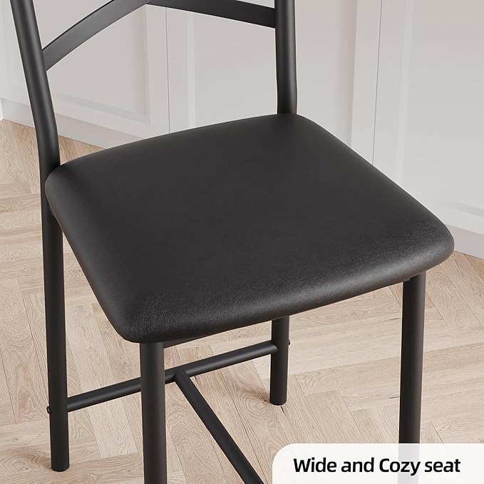 IDEALHOUSE 26" Counter Height Bar Stools Set of 2, Upholstered Bar Chairs with Back, Thick Cushion, Modern Counter Height Barstools for Kitchen Island, Apartment Counter, Dining Room Bar (2)