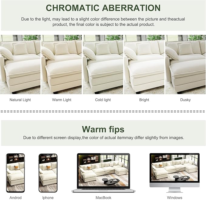 146" Cloud Couch Sectional, U Shaped Modular Sectional Sofa, 4-Seat Deep Seat Couch with 6 Removable Washable Pillows and 2 Ottoman for Living Room, Bedroom, Apartment, Beige